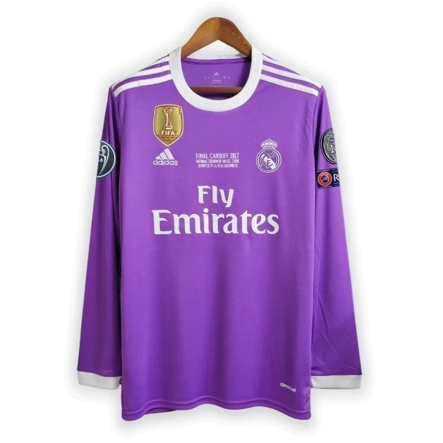 Camisa Retrô Manga Longa Real Madrid Away 16/17 - Masculina Roxa