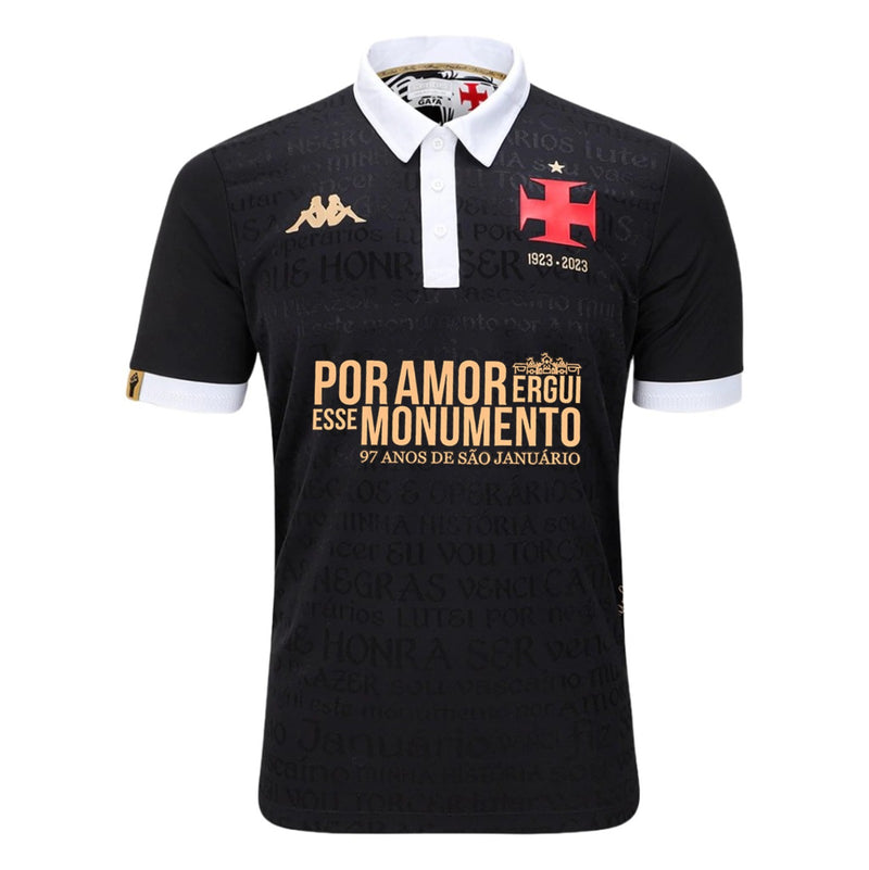 Camisa Vasco Third 2 23/24 - Kappa Torcedor Masculina - Preta e Branca