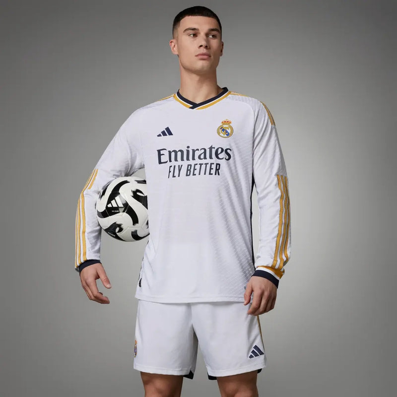 Camisa Real Madrid Home Manga comprida 23/24 - Adidas Torcedor Masculina - Torcedor