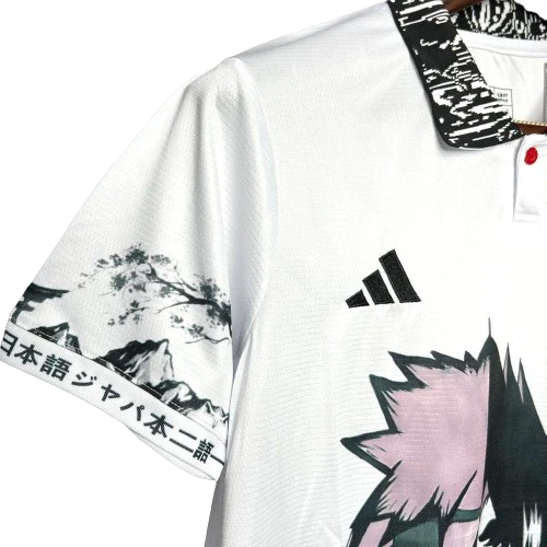 Camisa Japão Anime Naruto Sasuke 24/25 - Adidas Torcedor Masculina - Branco com detalhes em preto