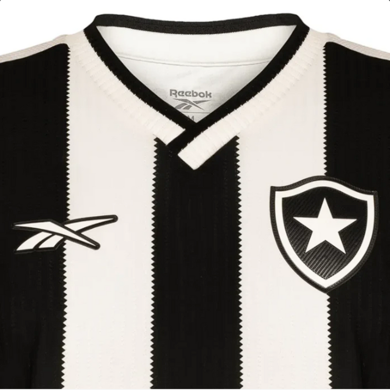 Camisa Botafogo Home I 24/25 - Rebook Torcedor Masculina Manga Longa - Preto e Branco