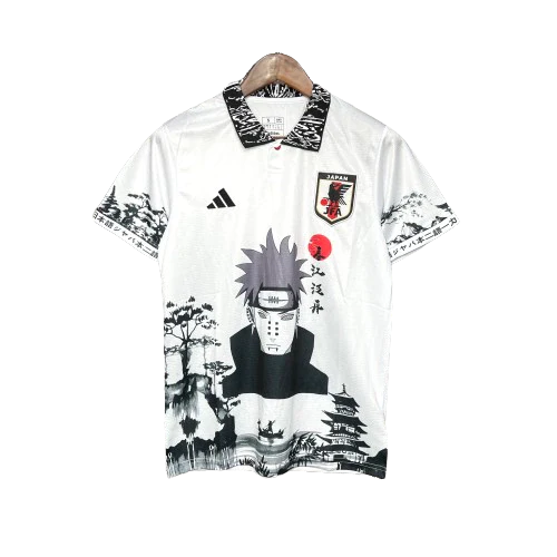 Camisa Japão Anime Naruto Pain Yahiko Akatsuki 24/25 - Adidas Torcedor Masculina - Branco com detalhes em preto