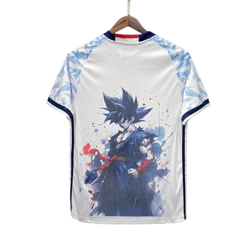 Camisa Japão Retro Anime Dragon Ball 16/17 - Adidas Torcedor Masculina - Branco com Detalhes em Azul