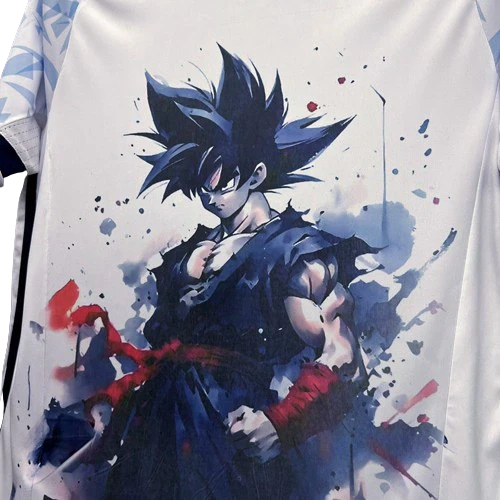 Camisa Japão Retro Anime Dragon Ball 16/17 - Adidas Torcedor Masculina - Branco com Detalhes em Azul