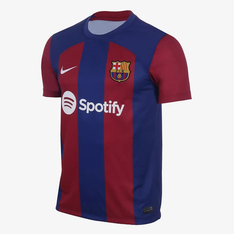 camisa-barcelona-barca-barça-home-i-1-titular-casa-23-24-nike-versao-torcedor-masculino-masculina-spotify-azul-vermelho-vermelha-diamante-lewandowski-raphinha-messi-oficial