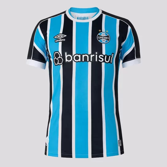 camisa-gremio-versão-fan-torcedor-umbro-banrisul-23-24-masculina-masculino-1-ii-home-casa-titular-suarez-azul-preto-preta-branco-branco-oficial