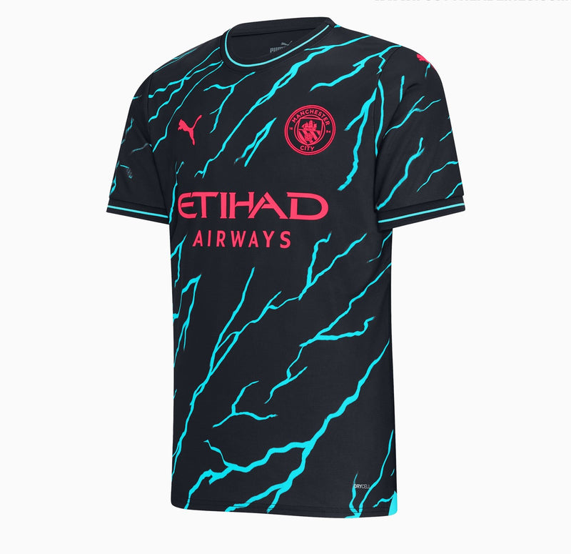 camisa-man-manchester-city-azul-preto-preta-third-reserva-23-24-puma-versao-fan-torcedor-masculino-masculina-etihad-airways-3-iii-haaland-de-bruyne-mahrez-alvarez-primeira-oficial