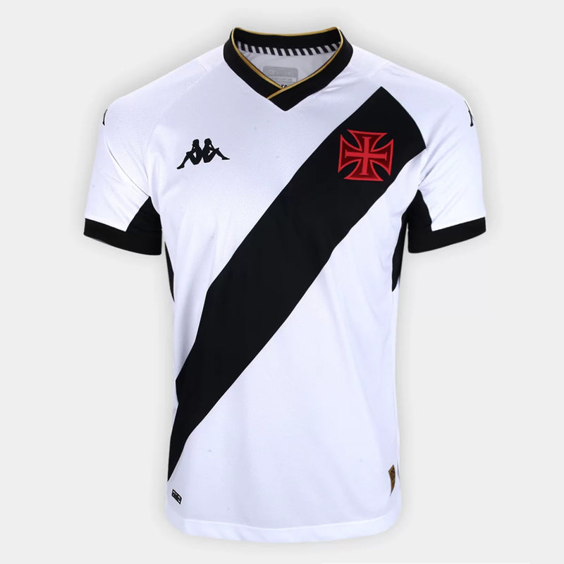 camisa-vasco-versão-torcedor-fan-preta-preto-branco-branca-faixa-cruz-kappa-23-24-away-fora-2-ii-reserva