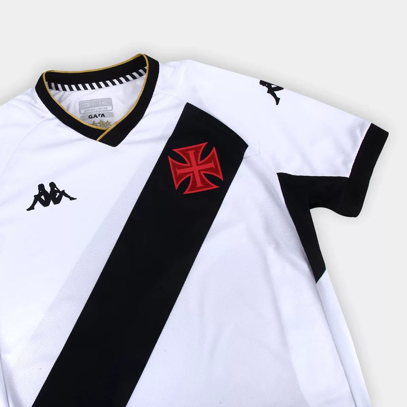 camisa-vasco-versão-torcedor-fan-preta-preto-branco-branca-faixa-cruz-kappa-23-24-away-fora-2-ii-reserva