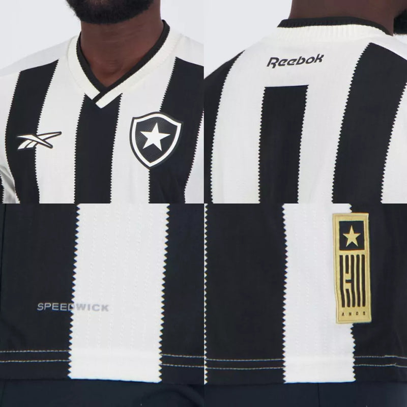 Camisa Botafogo Home I 24/25 - Torcedor Reebok Masculina - Preta e branca