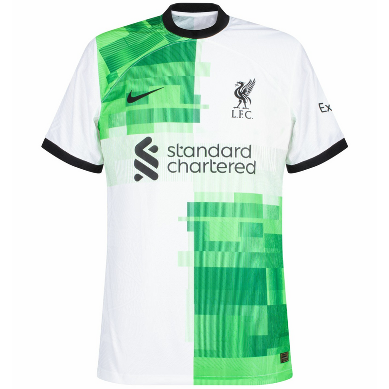 camsia-liverpool-away-fora-visitante-reserva-ii-2-versao-torcedor-fan-masculino-masculina-23-24-oficial-original-nike-branco-branca-standard-chartered-verde-grafico