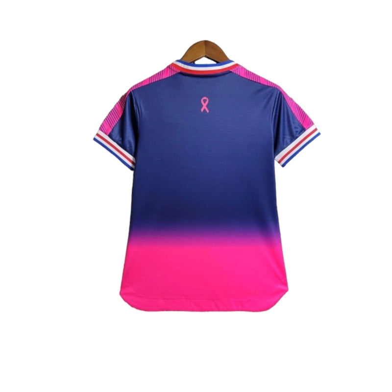 Camisa Fortaleza Ed Especial Outubro Rosa 23/24 Feminina - Torcedor Lobo - Azul com detalhes em rosa