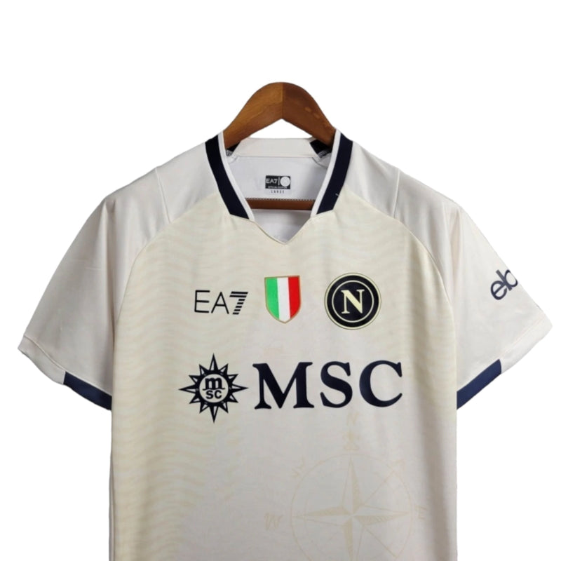 Camisa Napoli Edição especial 24/25 - Torcedor EA7 Masculina - Branca com detalhes em bege