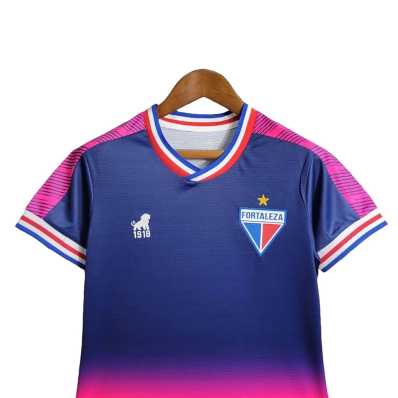 Camisa Fortaleza Ed Especial Outubro Rosa 23/24 Feminina - Torcedor Lobo - Azul com detalhes em rosa