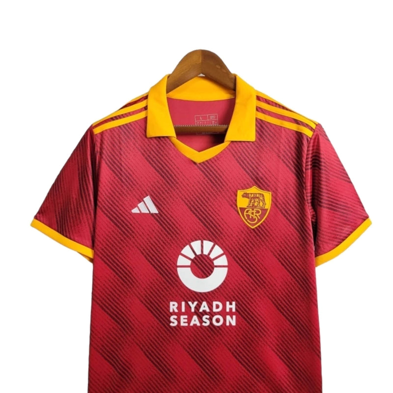 Camisa Roma Home I 24/25 - Torcedor Adidas Masculina - Vermelha com detalhes em amarelo