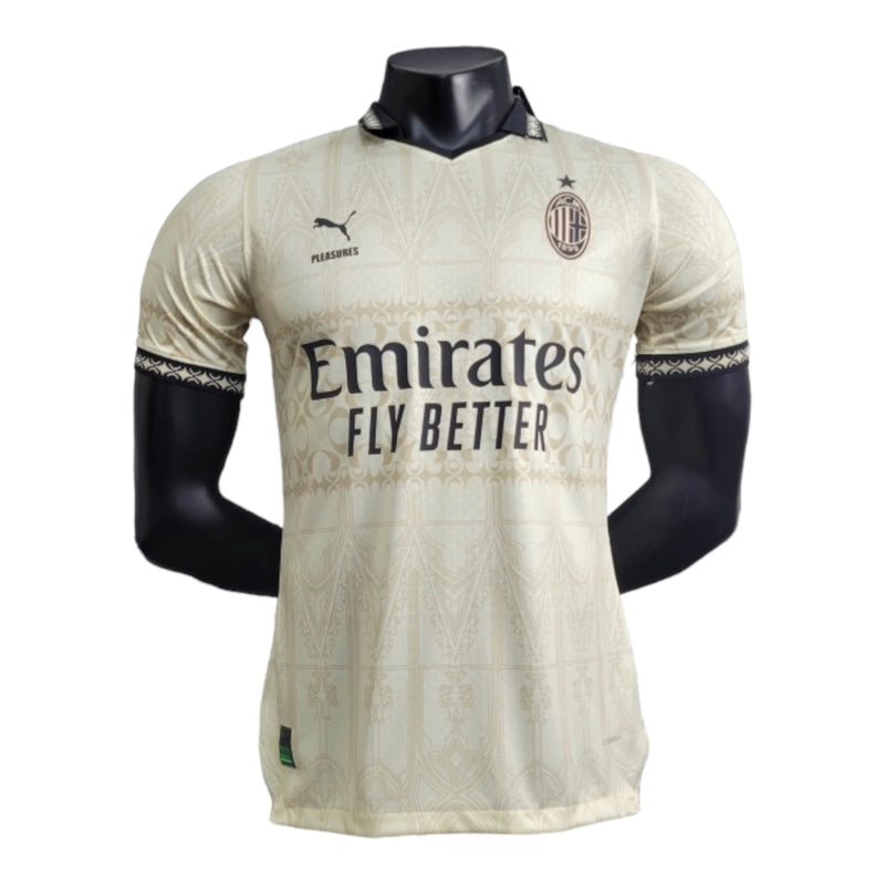 Camisa AC Milan 24/25 - Jogador Puma Masculina - Bege com detalhes em preto