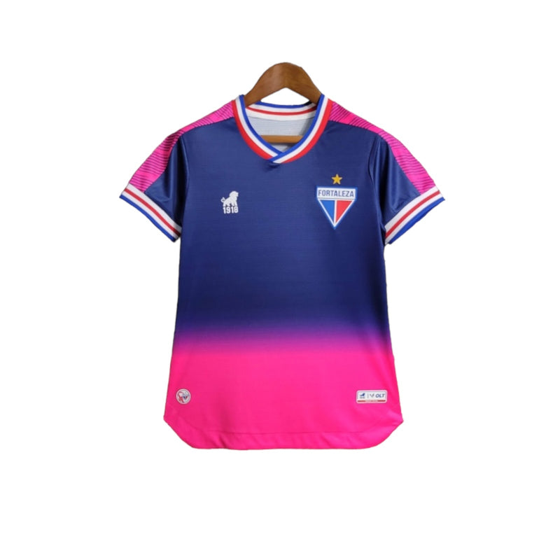 Camisa Fortaleza Ed Especial Outubro Rosa 23/24 Feminina - Torcedor Lobo - Azul com detalhes em rosa