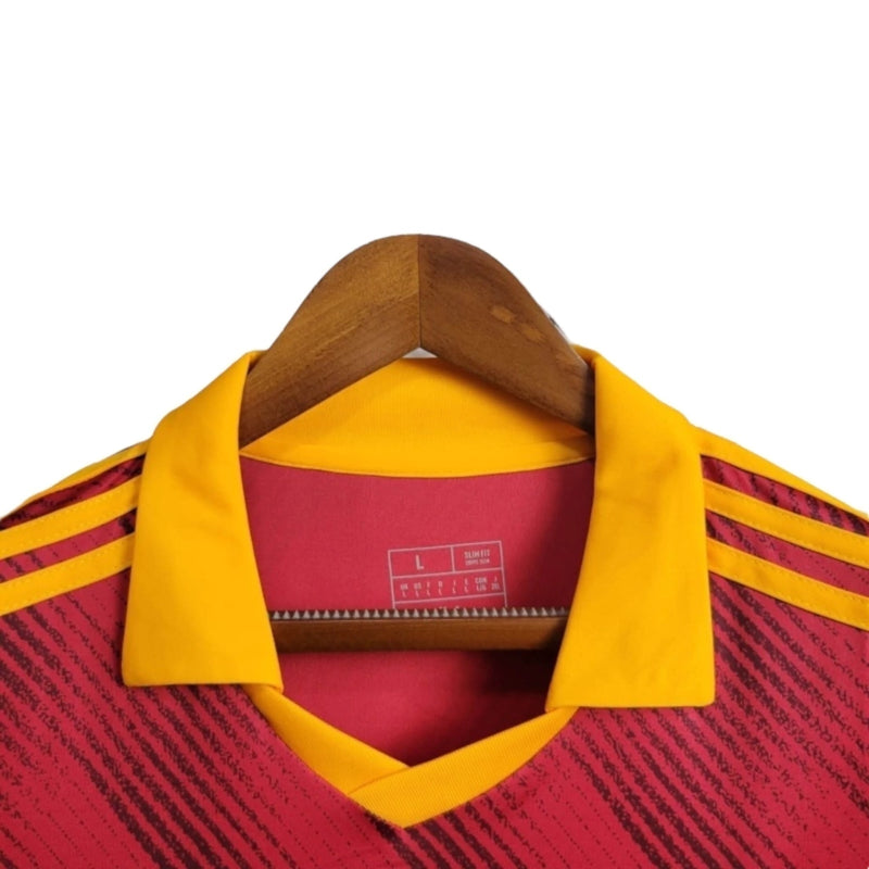 Camisa Roma Home I 24/25 - Torcedor Adidas Masculina - Vermelha com detalhes em amarelo